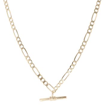 9ct Yellow Gold Figaro T-Bar Chain 24"