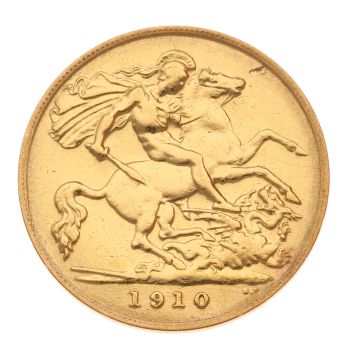 1910 George V Large Head UK Half Sovereign Coin