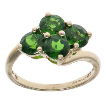 9ct Yellow Gold Diopside Cluster Ring