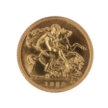 1982 Elizabeth II Decimal Portrait UK Half Sovereign Coin