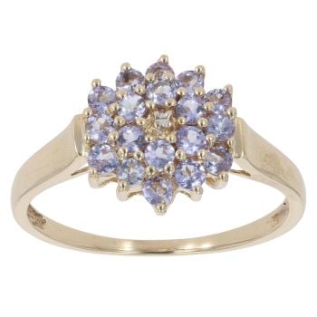 9ct Yellow Gold Tanzanite Cluster Ring
