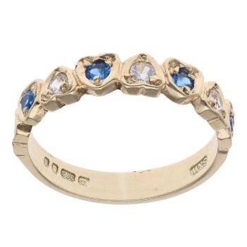 9ct Yellow Gold Created Sapphire And Cubic Zirconia Ring