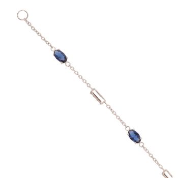 9ct White Gold 0.13ct Diamond And Created Sapphire Bracelet 7"