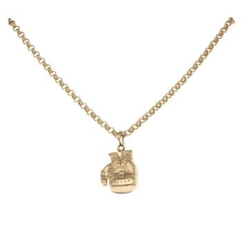 9ct Yellow Gold Boxing Glove Pendant and Chain 26"