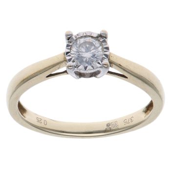 9ct Yellow Gold 0.25ct Brilliant Cut Diamond Solitaire Ring
