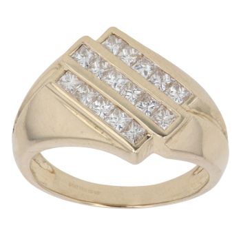 9ct Yellow Gold 0.75ct Princess Cut Diamond Signet Ring