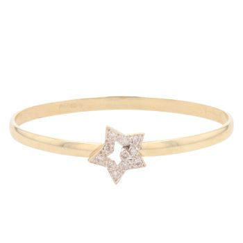 9ct Yellow Gold Cubic Zirconia Star Hinged Bangle
