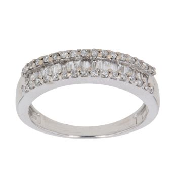 18ct White Gold 0.50ct Brilliant and Baguette Cut Diamond Fancy Ring