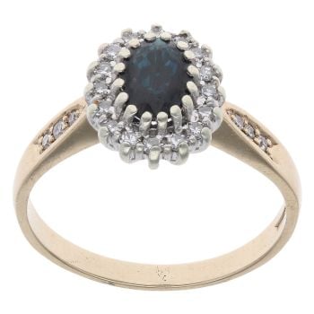9ct Yellow Gold 0.20ct Diamond and Sapphire Cluster Ring