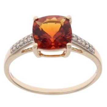 9ct Yellow Gold 0.10ct Diamond and Citrine Solitaire Ring