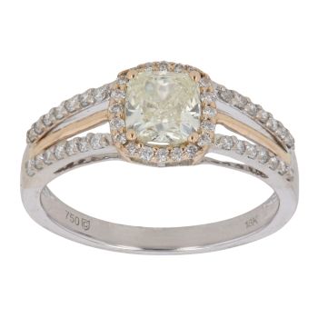18ct Yellow And White Gold 1.10ct Cushion Diamond Solitaire Ring