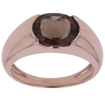 9ct Rose Gold Smoky Quartz Single Stone Ring