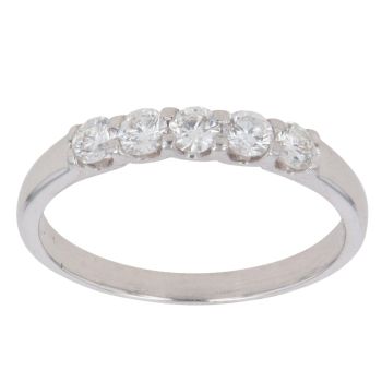 18ct White Gold 0.60ct Brilliant Cut Diamond Five Stone Ring