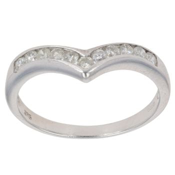 9ct White Gold 0.33ct Diamond Wishbone Ring
