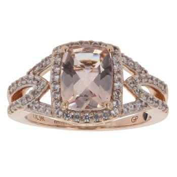 9ct Rose Gold Cubic Zirconia and Morganite Cluster Ring