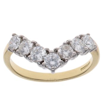 18ct Yellow Gold 1.00ct Brilliant Cut Diamond Wishbone Ring