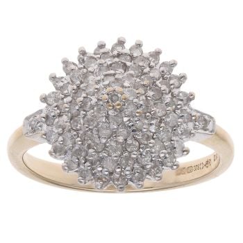 9ct Yellow Gold 0.50ct Brilliant Cut Diamond Cluster Ring