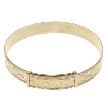 9ct Yellow Gold Patterned Expanding Bangle