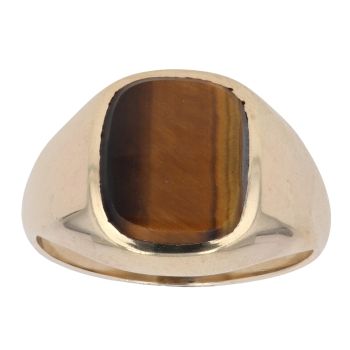 9ct Yellow Gold Tigers Eye Signet Ring