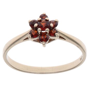 9ct Yellow Gold Garnet Cluster Ring