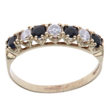 9ct Yellow Gold Cubic Zirconia and Sapphire Eternity Ring