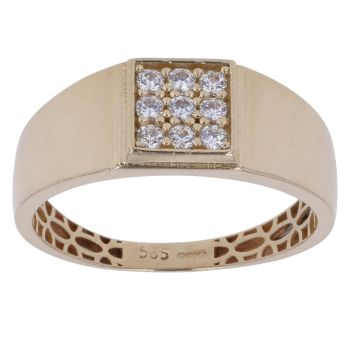 14ct Yellow Gold Cubic Zirconia Signet Ring