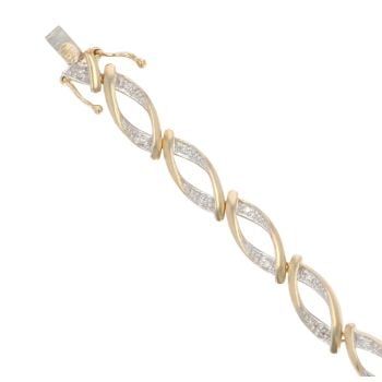 9ct Yellow Gold 0.15ct Brilliant Cut Diamond Bracelet 6.5"