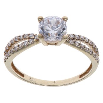 9ct Yellow Gold Cubic Zirconia Solitaire Ring