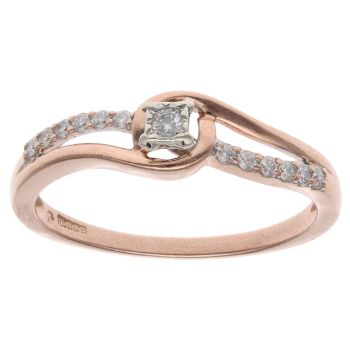 9ct Rose Gold 0.15ct Brilliant Cut Diamond Solitaire Ring