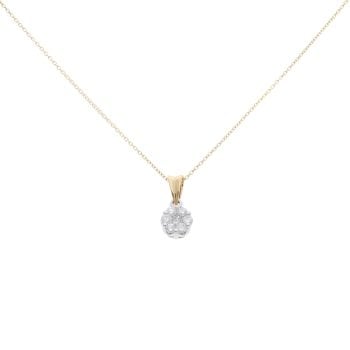 18ct Yellow Gold 0.50ct Diamond Daisy Cluster Pendant and Chain 18"