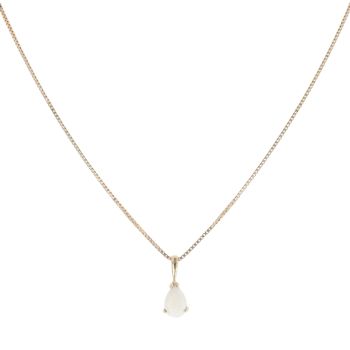 9ct Yellow Gold Cubic Zirconia and Opal Fancy Pendant and Chain 16"