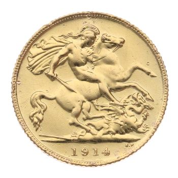 1914 George V Large Head UK Half Sovereign Coin