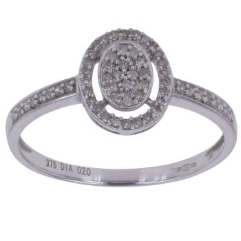 9ct White Gold 0.20ct Brilliant Cut Diamond Cluster Ring