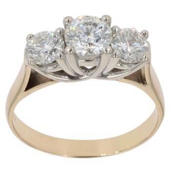 14ct Yellow Gold 2.25ct Brilliant Cut Diamond Trilogy Ring