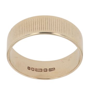 9ct Yellow Gold Stripes Wedding Band 6.7mm