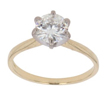 18ct Yellow Gold Moissanite Single Stone Ring