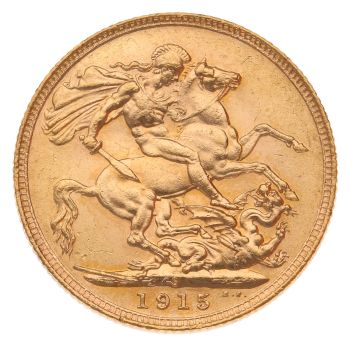 1915 George V Large Head UK Full Sovereign Coin