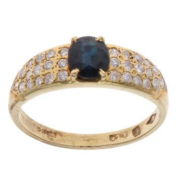 18ct Yellow Gold 0.25ct Brilliant Cut Diamond and Sapphire Ring