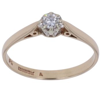 9ct Yellow Gold 0.15ct Brilliant Cut Diamond Solitaire Ring