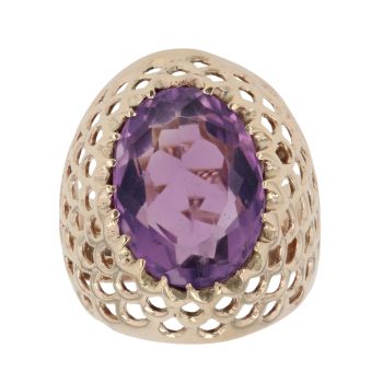 9ct Yellow Gold Amethyst Signet Ring