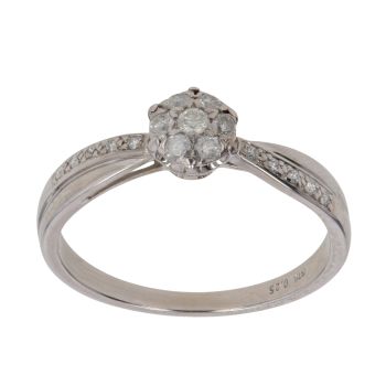 9ct White Gold 0.25ct Brilliant Cut Diamond Cluster Ring