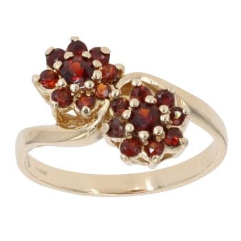 9ct Yellow Gold Garnet Cluster Ring