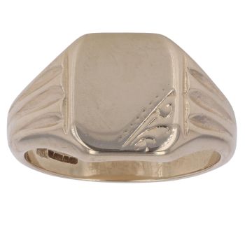 9ct Yellow Gold Quarter Patterned Signet Ring