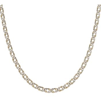 9ct Yellow and White Gold Diamond Cut Double Curb Chain 18"