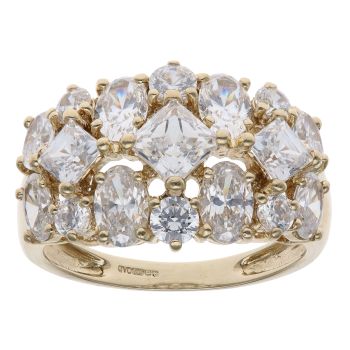 14ct Yellow Gold Cubic Zirconia Cluster Ring