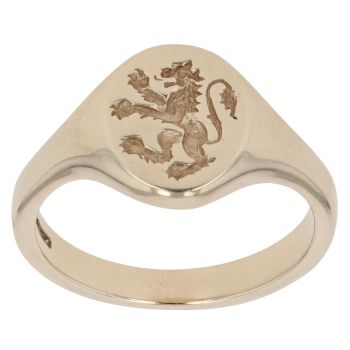 9ct Yellow Gold Rampant Lion Signet Ring