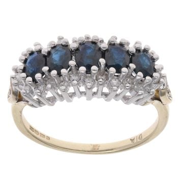 9ct Yellow Gold 0.20ct Diamond and Sapphire Dress Ring