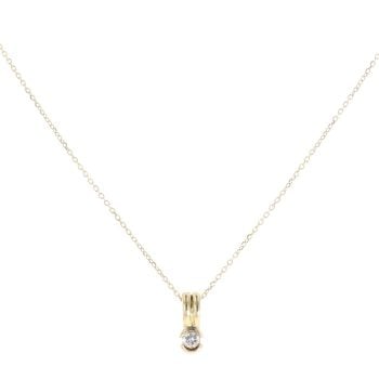 18ct Yellow Gold 0.10ct Brilliant Cut Diamond Solitaire Pendant And Chain 18"