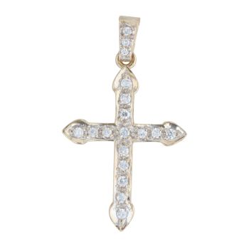 9ct Yellow Gold Cubic Zirconia Cross Pendant