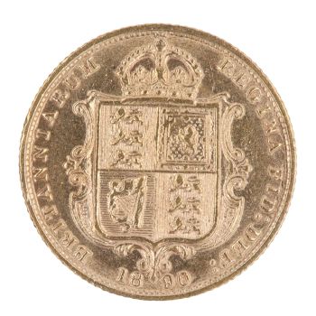 1890 Victoria Jubilee Head UK Half Sovereign Coin